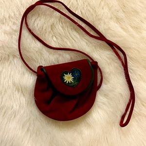 Vintage Rare Austrian Leather Drawstring Pouch suede Bag